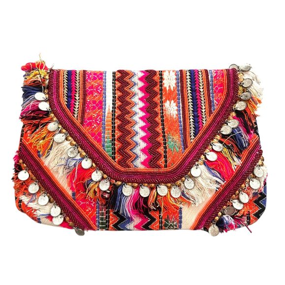 STEVE MADDEN Boho Beaded Crossbody Envelope Clutch NWT - Picture 1 of 4